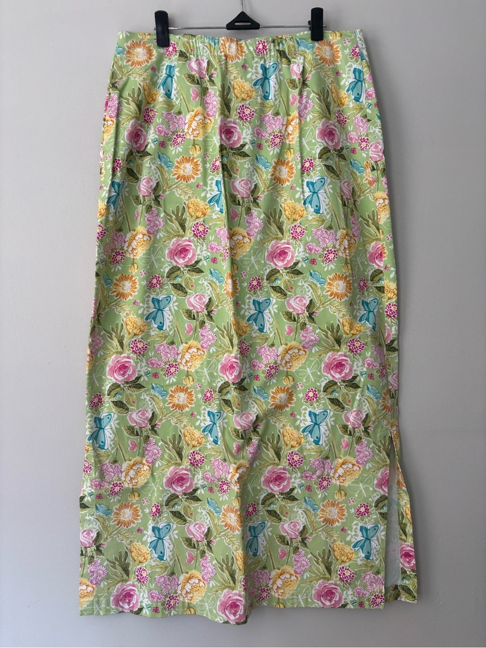 Vintage Fairy Garden Green floral Whimsical maxi Cottagecore skirt Medium Large